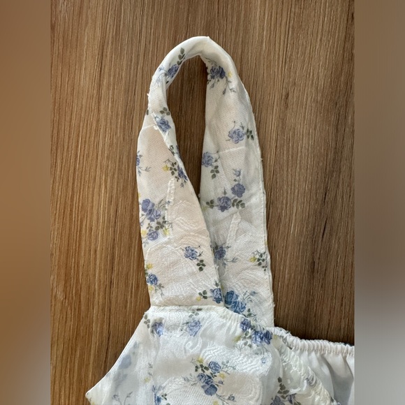 NWT New Princess Polly Tullock Mini Sheer Dress Blue White Floral Women Size 4 - Picture 8 of 14